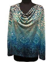 Chico’s women cowling neck printed blouse size 1 (8/10)