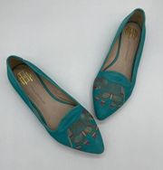 1960 Samy Elephant Smoking Flats - Turquoise - 38.5