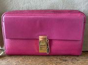 Chloé Continental Pink Pebbled Leather Zippy Wallet with COA. EUC!