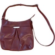 | Burgundy Vegan Leather Crossbody Bag