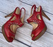 Nanette Leopard Studs red Heels. Size 7.5