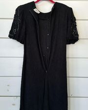 Vintage 80’s  Petite Black Cocktail Party Dress Size 12