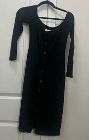 Privacy Please Black Ribbed Button Down Dress Size Small