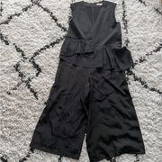 Tibi black cropped ruffled jumpsuit