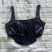 Missguided Black Satin Corset Top