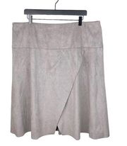 NEW Soft Surroundings Plus Size Farrah Grey Faux Suede A-line Wrap Skirt Size 1X