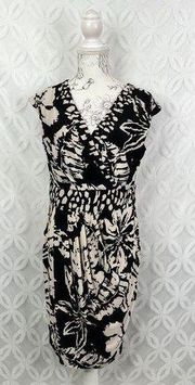 Jones New York Dress Black/Cream Sleeveless Front Wrap Detail Dress NWT $205