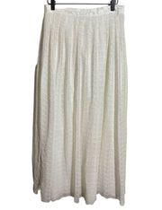 Alice + Olivia Maci Embroidered Plisse Tulle White Maxi Skirt Size 8 Sequin