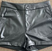 Faux Leather Black Shorts