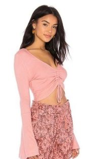 NWT Leia  Pink Flounce Sleeve Crop Top