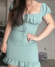 Sage Green Ruffle Mini Dress