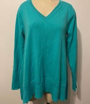 NWT The Limited Sweater Womens SMALL Blue V-Neck Knit Pullover Oversized Ribbed