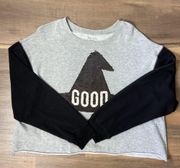 Zoe + Liv Womens Black & Grey Good Bad Flip Sequin Halloween Sweatshirt Size XXL