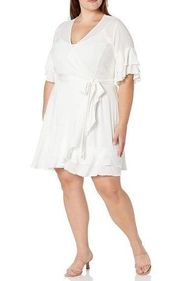 City Chic Fiesta Fun Sun Wrap Dress Off White XXL