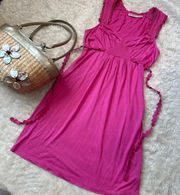 Vintage Y2K Beach Coverup Dress Small Hot Pink Barbiecore