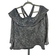 FATE Off The Shoulder Sweatshirt Womens Size L Bell Sleeves Halter Gray