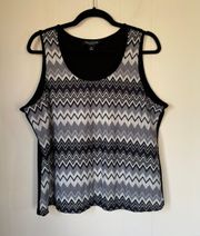 Sleeveless Blouse black white print layering piece Women’s size 16