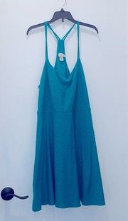 mpany teal blue dress a line swing skirt L