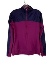 Nike  Pro Womens 1/2 Zip Fleece Lined Shirt Top Dri-Fit Purple Pink Sz Medium