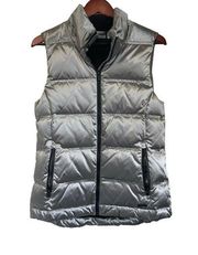 ATHLETA Women’s Silver Responsible Down Arch Full Zip Puffer Vest Sz Medium NWT