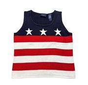 Vintage  Americana Flag Crochet Knit Top Women's Size Large.