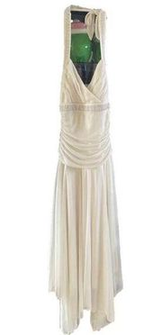 Three Pink Hearts Trixxi Ivory Chiffon Beaded Party Dress Size S