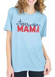 Blue American Mama Graphic T-Shirt Women’s Size Large