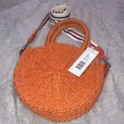 French Connection Simone Orange Woven Straw Crossbody Bag - BNWT