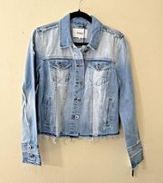 Pistola Jean Jacket Womens Size M Denim Raw Hem Light Wash Trucker Boho NEW NWT