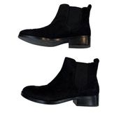 Cole Haan Suede Black Booties Women's Size 7B Stretch Sides Western Leather