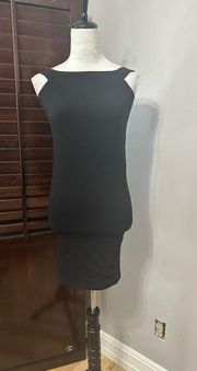 JluxLabel Womens Bodycon Dress Black Mini Cold Shoulder Sleeveless LBD M New