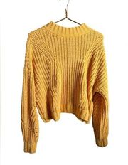 Hollister Cable Knit Mock Turtleneck Long Sleeve Cropped Sweater Womens Sz M