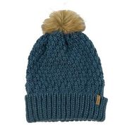 Eddie Bauer Womens Cabin Faux Fur Pom Beanie in Teal