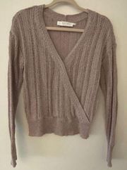 ASTR The Label Mauve VNeck Clasped Banded Long Sleeve Sweater Women's Sz Small