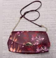 Burgundy red Floral Clutch shoulder bag small