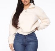 Ivory Faux Fur Sherpa Pullover