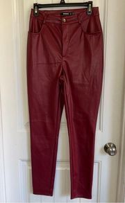 Missguided wine red faux leather pants, women’s 8