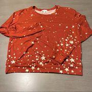 Socialite Womens Orange Blouse Size‎ Small Star Design Long Sleeve