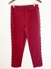 Isaac Mizrahi Straight Leg Elastic Waist Lace Trim Dress Pants Size 6 Burgundy