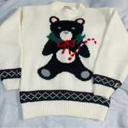 Vintage Knit Teddy Bear Sweater grandma-core granny cottage heritage retro cozy