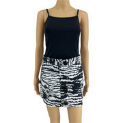 Armani Exchange (0) Black White Zebra Cargo Pocket Mini Skirt Wrap Button Up