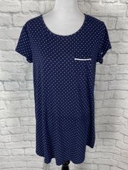 women M cotton blend short sleeve polka dot nightgown