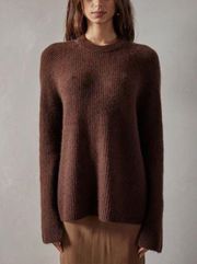 James Perse Cashmere Brown Rib Raglan Crew Sweater Pullover Womens Size 3 / US L