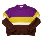 NWT La Maille Sezane Chuck Jumper in Purple Gold Multi Stripe Knit Sweater M