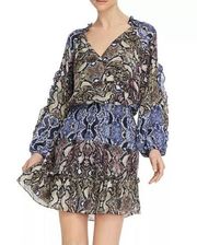 Parker Gladis Silk Snake Print Snakeskin Mini Dress