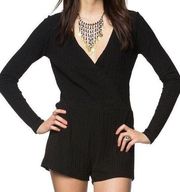 O’Neill NWT Black Shasta Plunging Ribbed Knit Long Sleeve Romper Size Medium