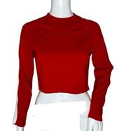 & Other Stories Shirt Womens Medium Red Crop Top White Sleeve Stripe Casual