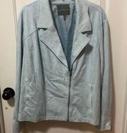 Kate & Mallory Baby Blue Faux Suede Moto Jacket