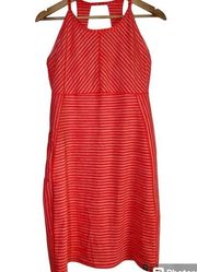 9 Athletic Stretch Tank Dress Coral Stripe Outdoor Travel, Medium