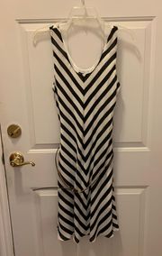 In Style Striped Geometric Belted Dress